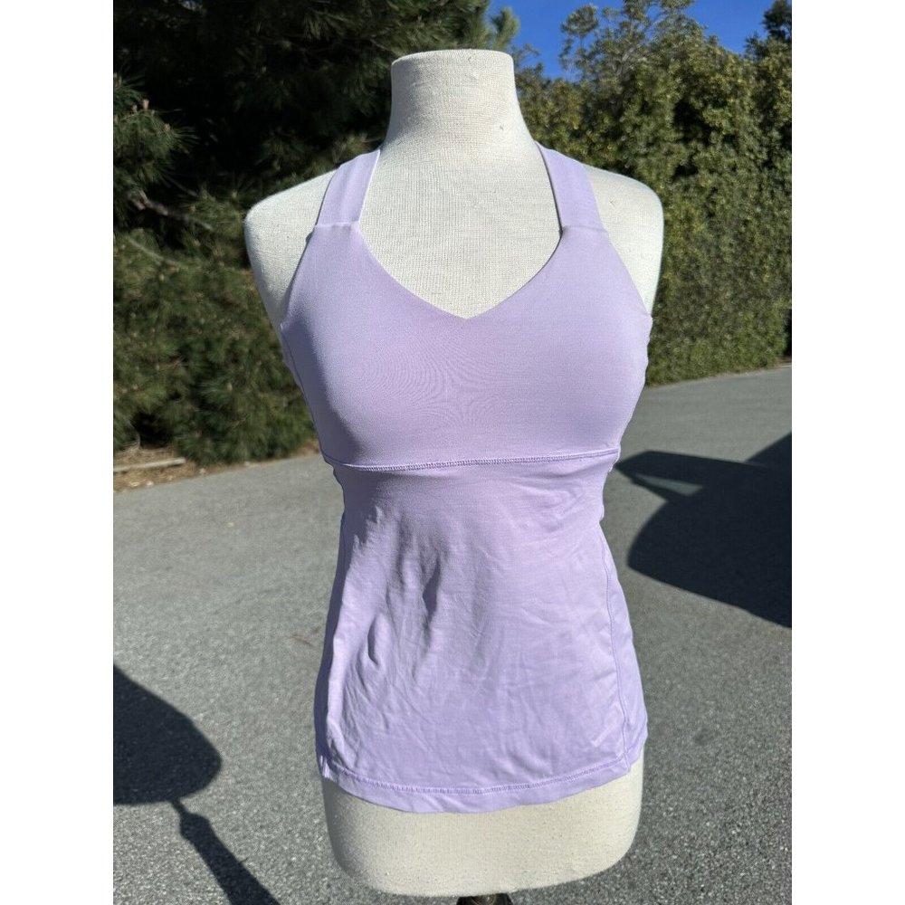 Lululemon Tank Top 8 Purple Cross Back Scoop Neck Activewear Yoga Active Womens